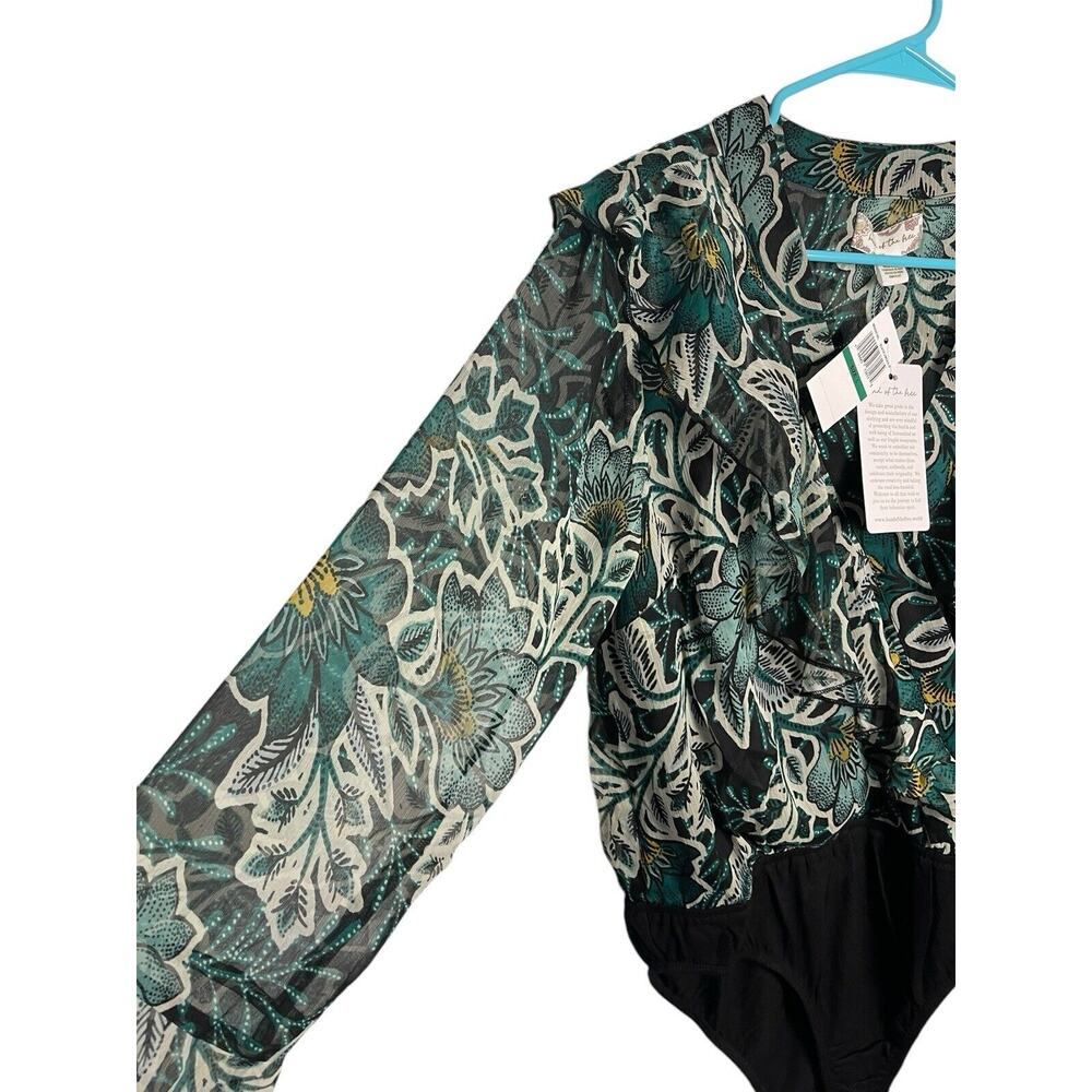 B.O.G. Band of the Free Women's Large Bonnie Floral Bodysuit Black Emerald NWT - Picture 6 of 9